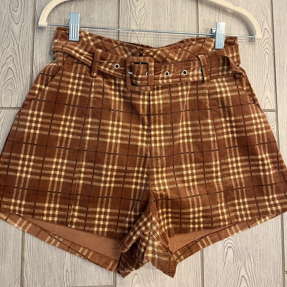 Altar’d State High Waist Plaid Corduroy Shorts - Picture 1 of 9
